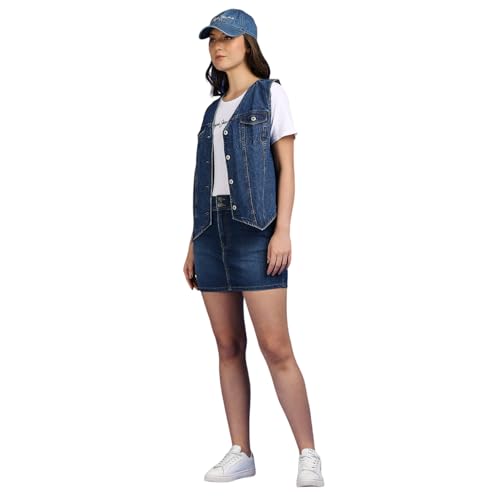 Pepe Jeans Dark Blue Mid Waist Mini Denim Skirt