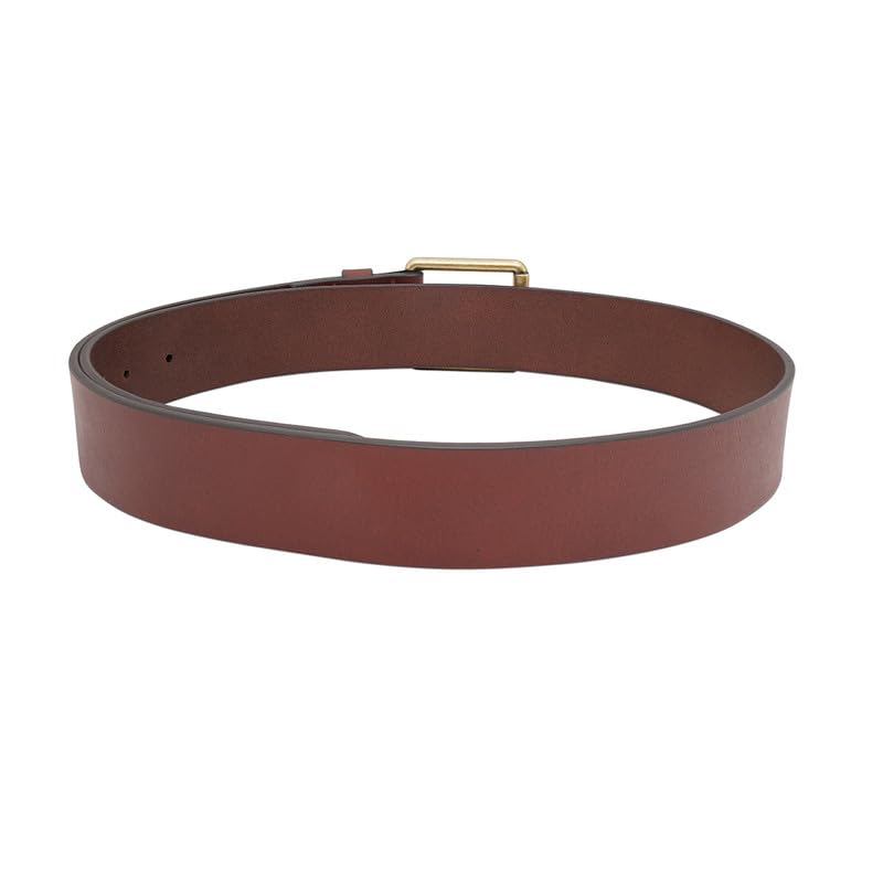 Tommy Hilfiger Men's Leather Belt Glace - Tan | Brushed Brass Buckle | Leather Belt For Any Occasion | Size - S (80Cm)