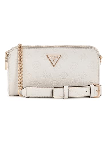 GUESS Off White Textured Cresidia Status Crossbody Bag