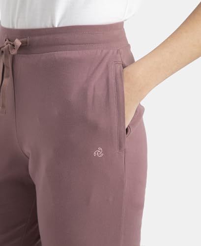 Jockey 1300 Women's Super Combed Cotton Elastane Stretch Slim Fit Capri with Side Pockets_Burnt Rose_S