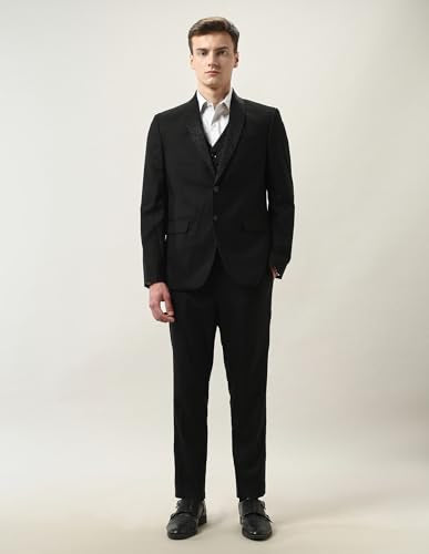 Arrow Men's Dobby Three Piece Ceremony Suit (ARAKSU5501_Black_36)