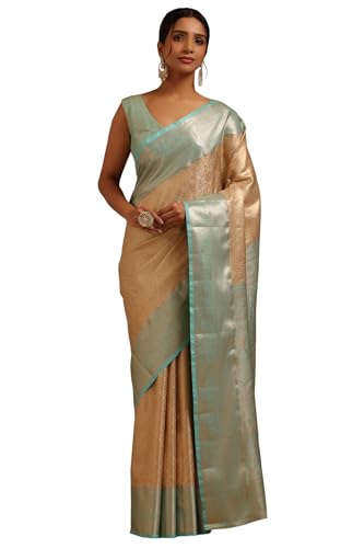 Soch Womens Beige Silk Blend Zari Woven Saree