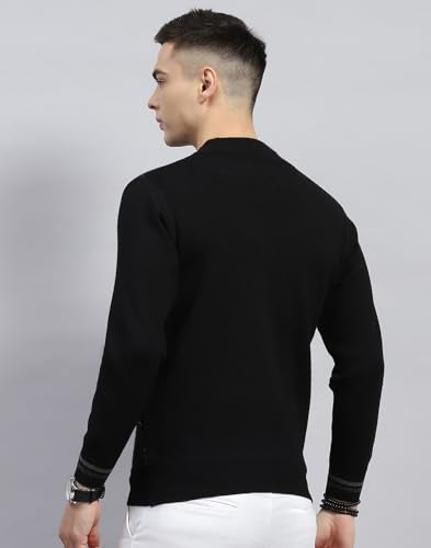 Monte Carlo Mens Black Self Design High Neck Full Sleeve Pullover (1236035FZ-1-40)