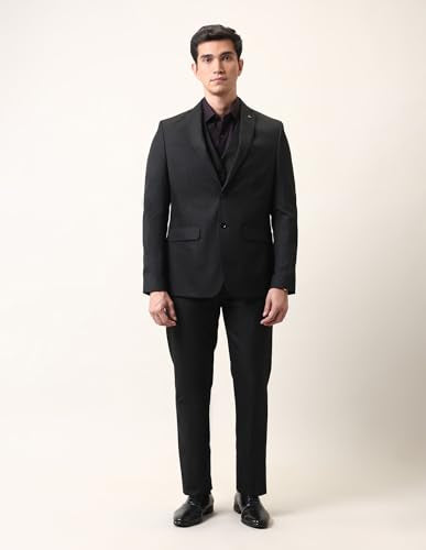 Arrow Men's Polyester Business Suit Pants Set (ARAJSU5569_Black