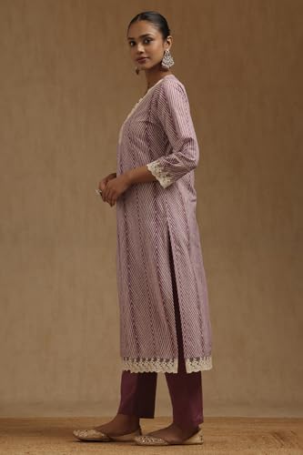 Soch Womens Purple Cotton Chevron Kurta Set