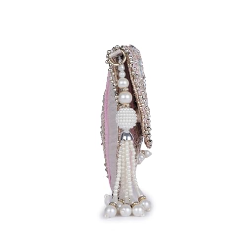 PLANX SILK Stylish Fancy Designer Potli Bag – Embroidered Pearl Handle Festive Clutch
