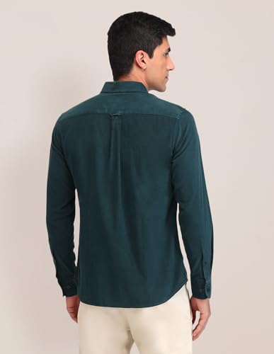 U.S. POLO ASSN. Tailored Fit Corduroy Shirt (USSHT2407_Dark Green_48)