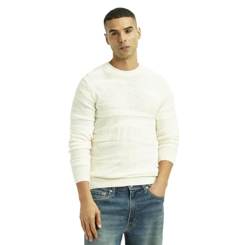 Levi's Men's Textured Off-White Crew Neck Sweater