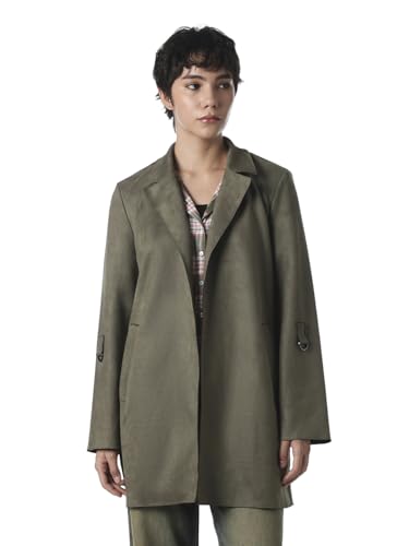 ONLY Women's Solid Regular Fit Green Coat