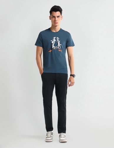 ARROW Men's Regular Fit T-Shirt (ANAITS3355_Teal