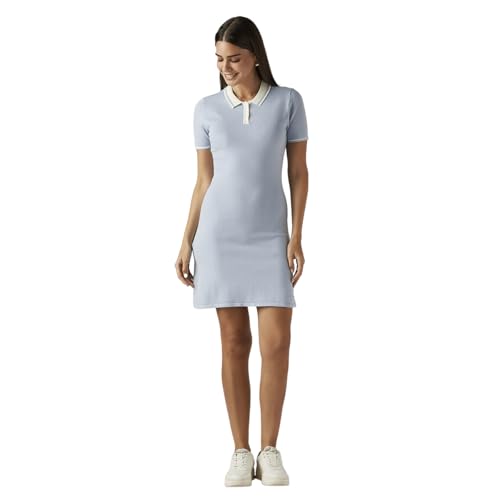 Levi's Women's Solid Light-Blue Polo Collar Dress
