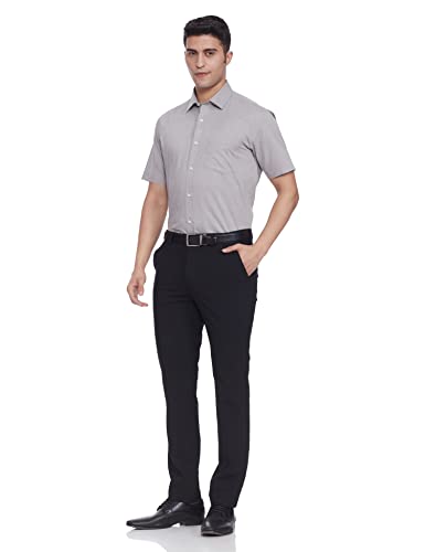 Amazon Brand - Symbol Men's 100% Cotton Half Sleeve Regular Fit Formal Shirt Mid Grey2 46