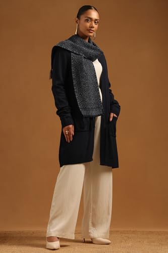Soch Womens Navy Blue Acrylic Crochet Winter Shrug