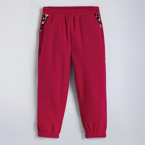 Hopscotch Girls Full Sleeves Fuchsia 2-Pc Leopard Pocket Jogger Set For Age (2-3 Years)