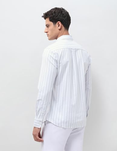 U.S.Polo Association Men's Vertical Striped Oxford Shirt (USSHT3400_Blue_38)