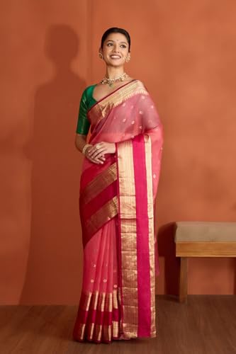 Taneira Light Pink Pure Silk Organza Banaras Cutwork Saree