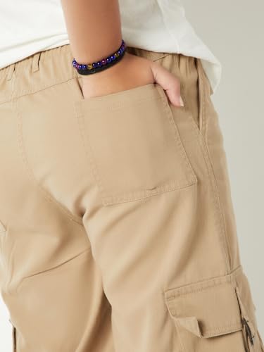 Max Girls Relaxed Fit Cargo Trousers (Brown_14-16 Y)