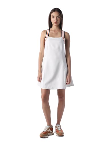 ONLY Women's Solid Fit and Flare White Dress
