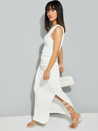 Max Women Maxi URB_N Textured Bodycon Dress (Ivory_L)