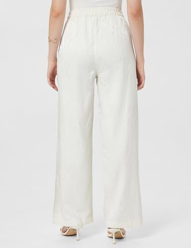 U.S. POLO ASSN. High Rise Wide Leg Trousers (UWAW24TRO118_White_36)