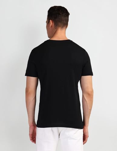 U.S. POLO ASSN. Mens Solid Half Sleeve Brand Carrier Round Neck T-Shirts (UDTSHS0898_Black_S)