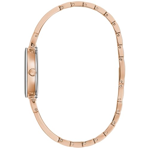 Bulova Marc Anthony Ladies Modern Diamond Stainless Steel Bangle Bracelet Watch, Rose Gold/Mother of Pearl Dial, Quartz Watch
