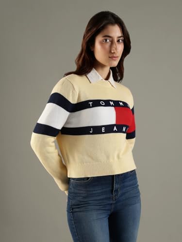 Tommy Hilfiger Relaxed Fit Cotton Crew Neck Sweater Yellow