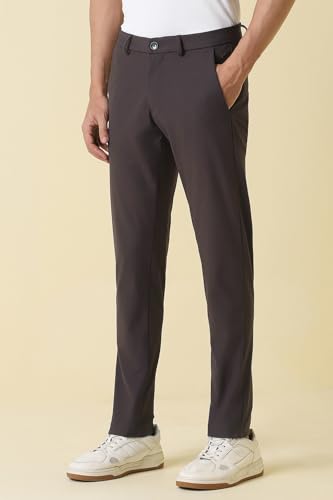 Men Brown Solid Casual Trousers