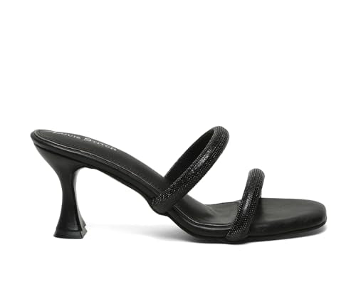 LOUIS STITCH Women's Fashion Slip-On Pointed Heel Sandals | Open Toe Black Stylish Stiletto Heel Sandal for Ladies, Fashionable and Comfortable Sandal |LSOF-LDPH-GLDSJB | (UK-8)