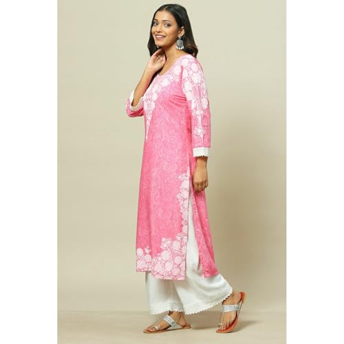 Rangriti Women Viscose Printed Kurta(RMMMARBLEL18147_Pink_M)