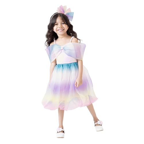 Hopscotch Girls Multi Sleeveless Bow Applique Dress for Age (12-24 Months)