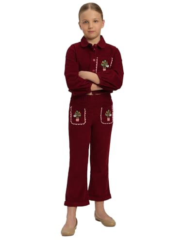 VERO MODA Girl Mid Rise Regular Fit Maroon Pants
