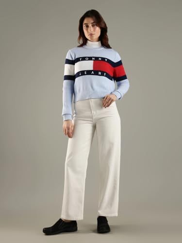 Tommy Hilfiger Women's Cotton Crew Neck Sweaters (F24JWSW090_Blue_2XS)