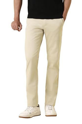 Men Beige Textured Casual Trousers