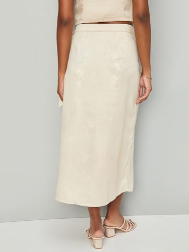 Women Shimmer Wrap Skirt_Beige_XS