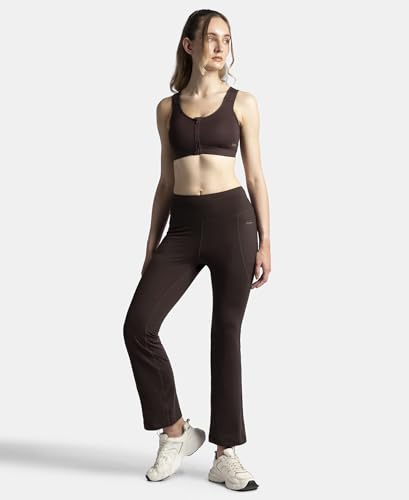Jockey MW77 Women's Microfiber Elastane Stretch Regular Fit Flared Pants with StayFresh Treatment_Coffee_S