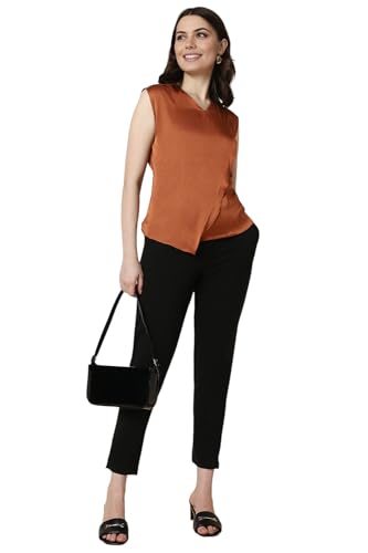 Allen Solly Women's Regular Fit Blouse (AHTSWRGFZ05848_Brown