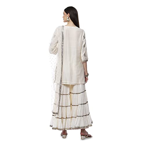 BIBA WOMEN EMBROIDERY RELAXED SALWAR KURTA DUPATTA(SKDKINARI7948_IVORY_42)