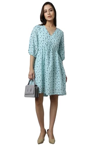 Allen Solly Women Blue Print Casual Dress