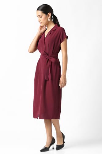 Women Maroon Solid Casual Dress