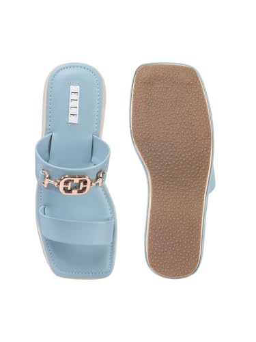 ELLE Women Wedge Heel Sandal, Sky Blue, UK-4