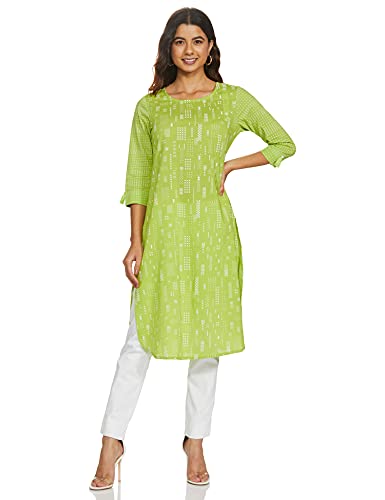 Max Women's Cotton Straight Kurta (AEAMSP20PI21GREEN-XL_Green_XL)