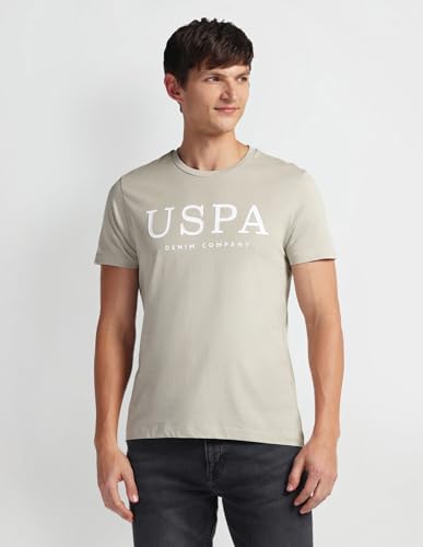 U.S. POLO ASSN. Mens Solid Half Sleeve Brand Carrier Round Neck T-Shirts (UDTSHS0900_LT. Grey_XL)