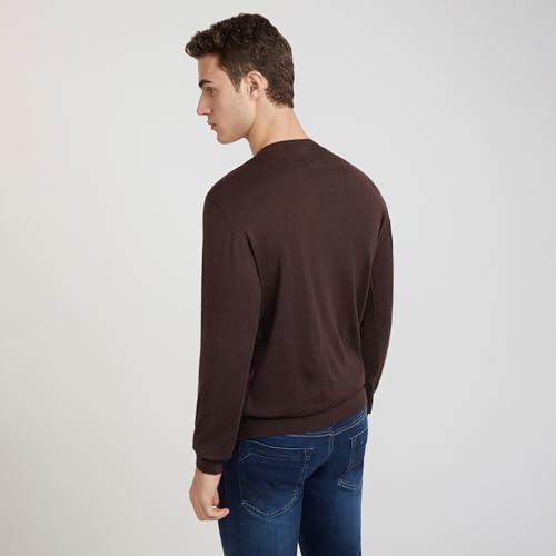 Park Avenue Men's Regular Fit, Striped Pattern, Full Sleeve | Dark Brown
