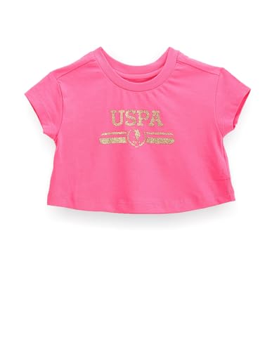 U.S. POLO ASSN. Kids Regular fit Cotton Typography Short Sleeves Crew Neck T-Shirts (UGTSH0346_Pink_12M)