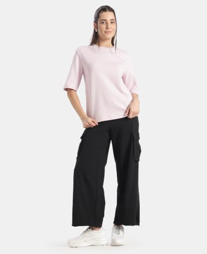 Jockey WZ26 Women Super Combed Cotton Rich Oversized Graphic Print T-Shirt_Lilac Snow_S