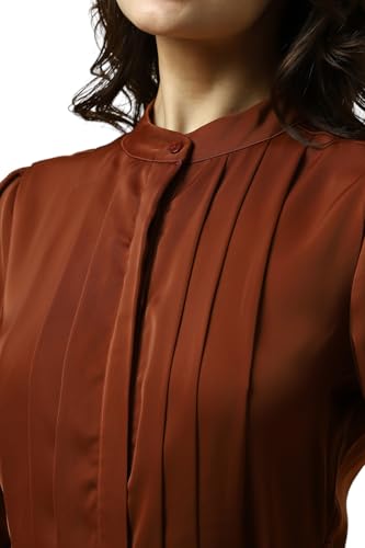 Allen Solly Women's Polyester Blend Modern Knee-Length Dress (AHDRERGPQ02163_Brown