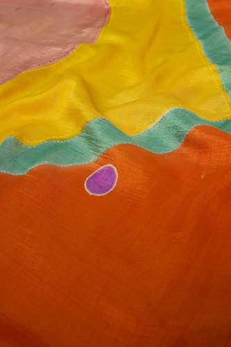 Taneira Women Orange Chattisgarh Pure Silk Hand Painted Saree with Unstitched Blouse Piece (SAAFWIHSS0101-Dark Orange)