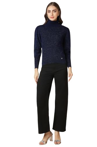 Allen Solly Women's Acrylic Blend Turtle Neck Sweater (AHSWCRGF150793_Navy