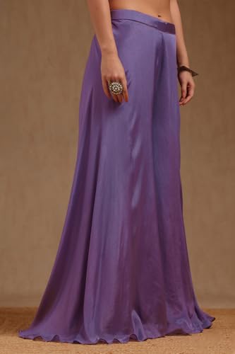 Soch Womens Purple Chinon Embroidered Co-Ord Set With Mirror Work